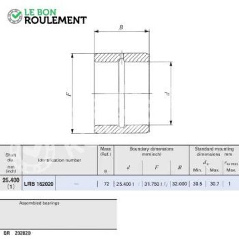 Bague acier intérieure LRB162020-IKO