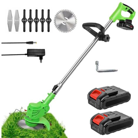 Akku-Rasentrimmer, 15cm-Elektro-Rasentrimmer mit Messersätzen, mit 2 x 2,0-A-Akkus und Ladegerät, kompatibel mit dem Makita-Ladegerät