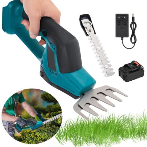 Akku Grasschere Strauchschere Set Kompatibel Mit Makita 18V, 2-IN-1 Grasschere und Heckenschere, Handliche Rasenschere, 1350 U/min KabelloserStrauchtrimmer für Büsche