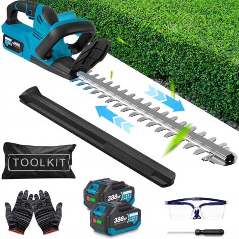 500W Elektrische Heckenscheren 51cm Akku-Heckenschere mit 2 Batterie + Ladegerät