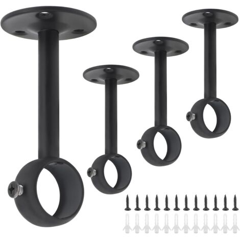 Supports pour tringles à rideaux, 4 pièces Acier inoxydable Robuste Support de tringle à rideau pour plafond pour tringles à rideaux de 25 mm (4, 25MM)