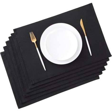 Lot de 6 Sets de Table en Tissu et Noir (1/5)