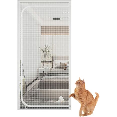 1 Porte Moustiquaire Pour Chat, Fermeture Éclair En U, Maille Acier Anti-Rayures, Cuisine Chambre (1/5)