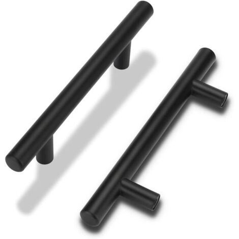 Lot de 10 Poignée meuble cuisine Noir 64mm Inox Tiroir Encastrée Cuisines Chambres (1/5)