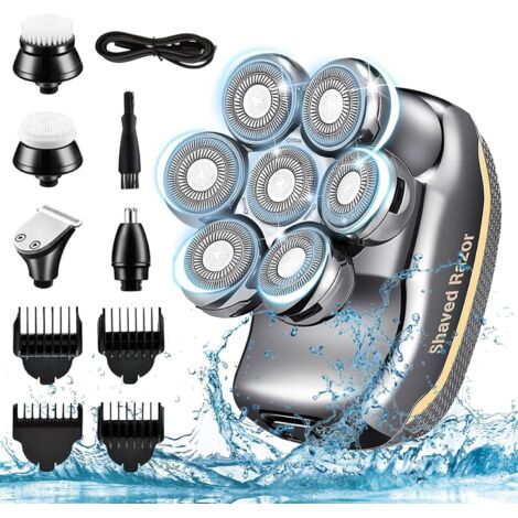 1 Rasoir Électrique Homme, 5 En 1, Têtes Flottantes 7D, IPX7 Étanche, Rechargeable USB, Pour Visage Corps Nez (1/5)