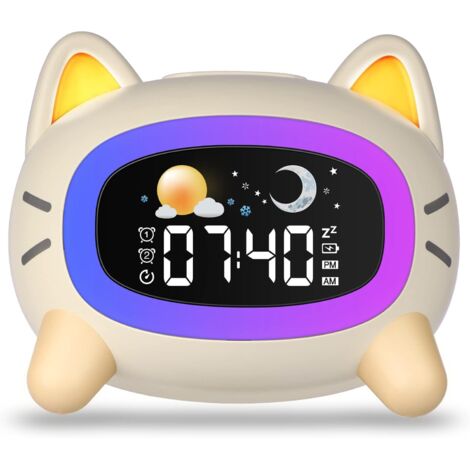 1 Réveil Lumineux Enfant, 5 Veilleuses Couleurs, 7 Musiques Sommeil, Fonction Snooze, Chambre Bébé (1/5)