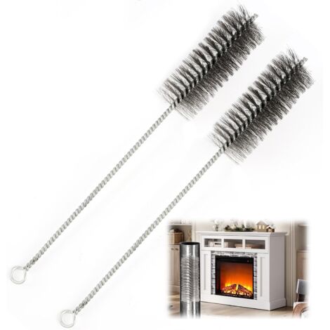 lot de 2 brosses de ramonage, diamètre 40 mm, poils en acier souple, longueur 30 cm, pour tuyau de poêle et cheminée (1/5)