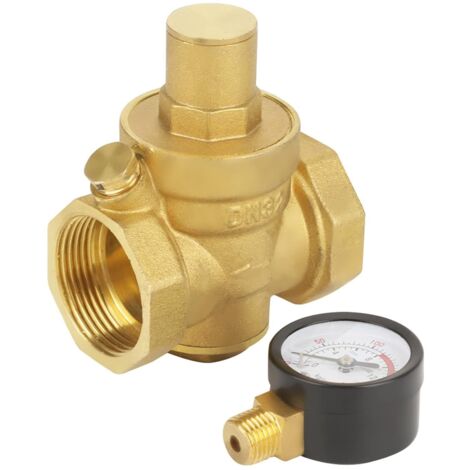 1 Réducteur Pression Eau Laiton DN32 Avec Manomètre Réglable Pour Système Plomberie (1/5)