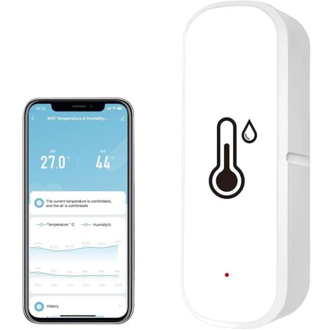 1 Thermomètre Hygromètre Connecté WiFi, Capteur Température Humidité Intérieur Extérieur, Compatible Alexa Google Home