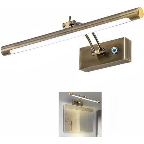 1 Applique Murale LED, Gradateur Tactile, Métal Bronze, 43 cm, Pour Salle de Bain (1/5)