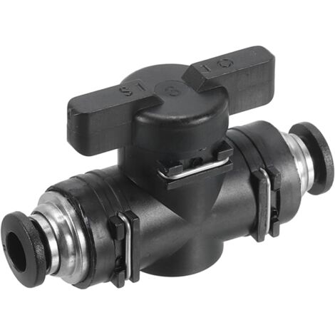 1 Vanne à Bille Pneumatique, Raccord Push-to-Connect 6mm, Corps Plastique et Cuivre, Contrôle Débit Air Hydraulique (1/5)