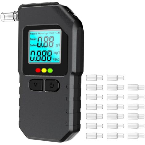 1 Éthylotest Électronique Double Capteur, LCD Numérique, 20 Embouchures, Usage Personnel Et Professionnel