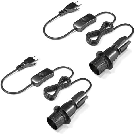 lot de 2 kit adaptateur e14 pour bouteille, câble 1,8m avec interrupteur, support lampe chevet noir