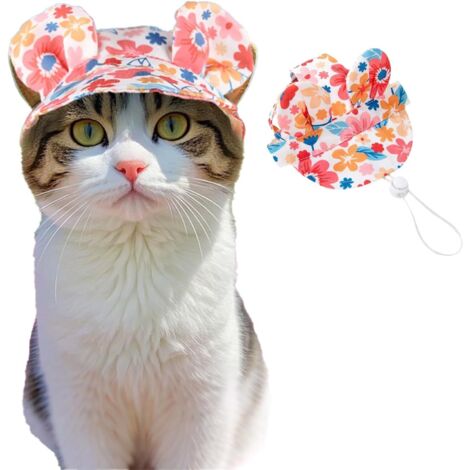 1 casquette pour chien, trous pour oreilles, matière polyester, design réglable, pour extérieur