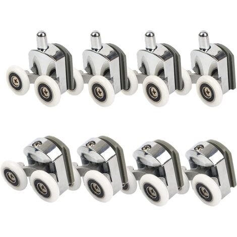 8 roulettes de porte de douche, 23mm alliage d'aluminium, glissement, pour verre 4-6mm, salle de bain (1/5)