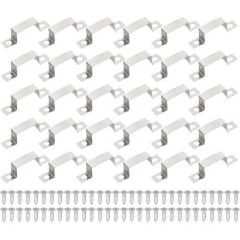 40pcs attache pour bande led, acier inoxydable, vis incluses, 20mmx10mm, intérieur et extérieur (1/5)