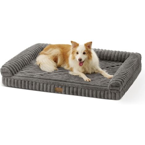 1 panier orthopédique chien, mousse mémoire forme, fausse fourrure douce, housse lavable, antidérapant, pour grand chien (1/5)