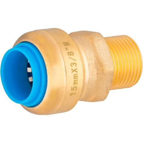 1 raccord automatique, mâle ø15 mm, 3/8 pouces, pour tube per, cuivre, multicouche, plomberie (1/4)