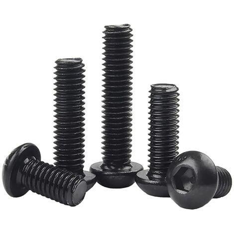 75 pièces vis à tête bombée,acier au carbone 10.9,m6x8/12/16/20/30mm,noir,filetage précis,tête hexagonale,bricolage et construction (1/5)