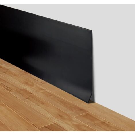 1 Plinthe souple 10cm x 6m, Moulure murale PVC autoadhésive, Noir, Pour mur et sol