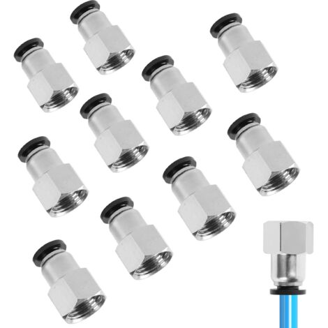 10 Raccord pneumatique, 8mm, filetage femelle 1/4 BSP, étanche, pour tuyau PU Nylon PE, système air comprimé (1/5)