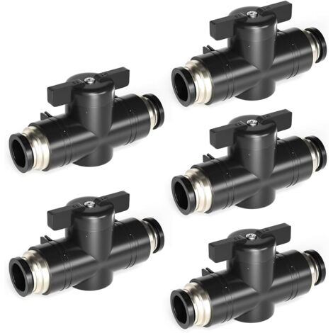 5 pièces vanne à bille, diamètre 4 mm, raccord rapide, plastique et cuivre, régulation débit air, système pneumatique (1/5)