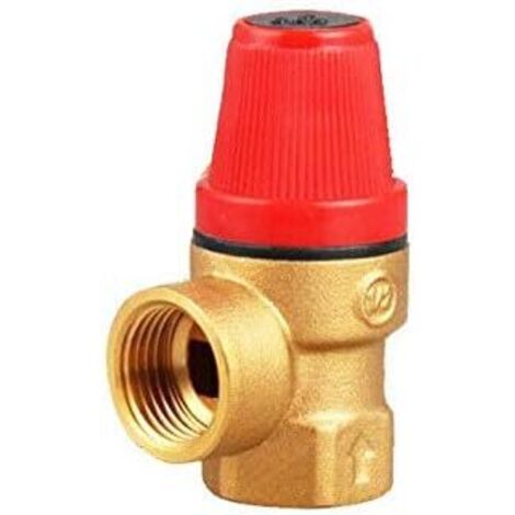 1 Valve de sécurité, laiton, réduction pression 3 bar, filetage 3/4 pouce femelle, eau huile gaz (1/4)