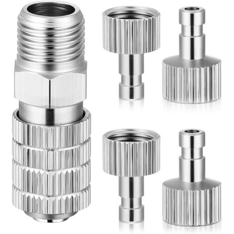 5 pièces Adaptateur Aérographe, Raccord rapide 1/8 pouce, Valve réglage, Métal, Universel mâle-femelle, Artiste Maquettiste (1/5)