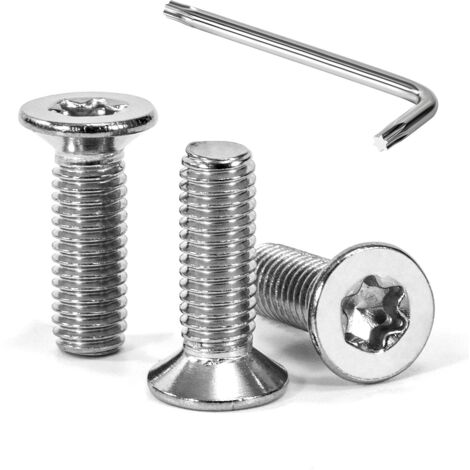 30 vis à tête fraisée torx m5 x 16 mm, acier inoxydable a2, filetage complet, clé t25 incluse, pour métal et bois (1/5)