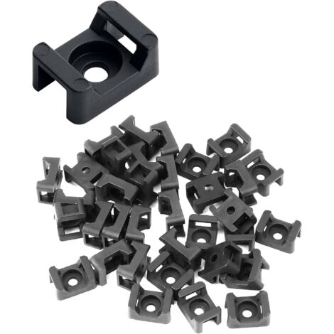 lot de 200 supports de fixation, nylon noir, trou de vis 5,4mm, pour serre-câbles 9mm, organisation bureau et atelier (1/5)