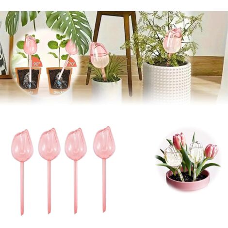 Lot de 4 Boules d'irrigation, Auto-arrosage, PVC, 24 x 6,5 cm, Plantes en pot (1/5)