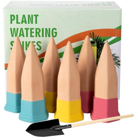 Lot de 6 Ollas en terre cuite, Système auto-arrosant, Cône irrigation goutte-à-goutte, Pour plantes intérieur extérieur (1/5)