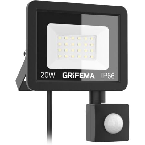 Projecteur LED Extérieur 20W - 1 Unité - Métal et Verre - Détecteur de Mouvement IP66 - Jardin Garage Entrée - Blanc Froid 6500K (1/5)