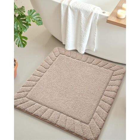 1 Tapis De Bain 60x60 Cm Carré Beige Antidérapant Absorbant Doux Pour Salle De Bain (1/5)