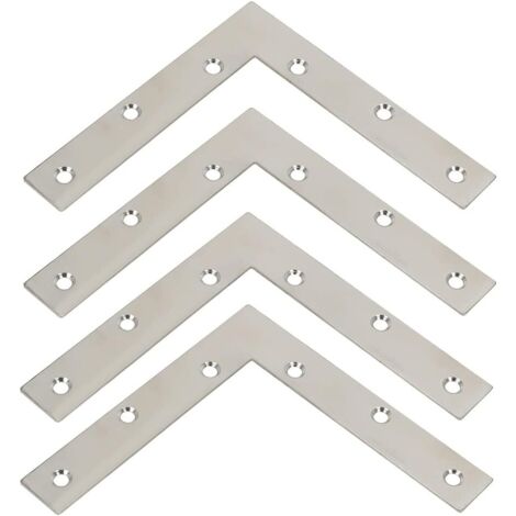 4 Équerre De Fixation, Acier Inoxydable Brossé, Forme L 150mm, Pour Rayonnages Et Meubles (1/5)