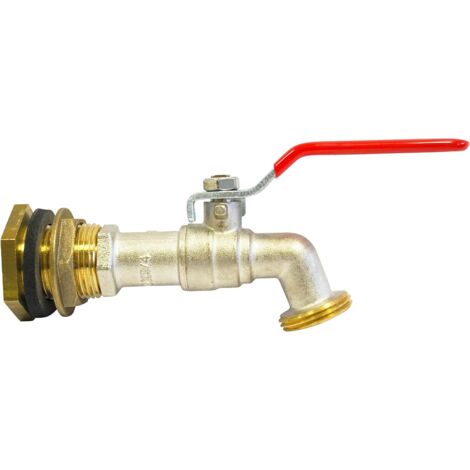 1 Kit traversée de cuve, Laiton, Robinet 1/4 tour, Nez 20x27, Récupération eau pluie (1/5)