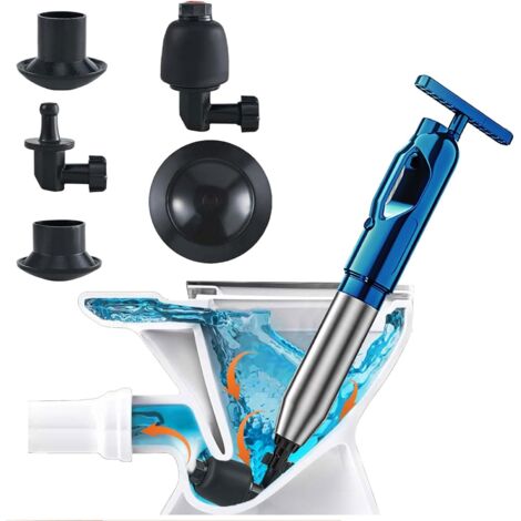 1 Déboucheur à Air Comprimé,Manomètre,4 Ventouses,ABS,Caoutchouc,Salle De Bain (1/5)