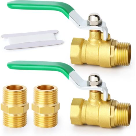 2 Pièces Robinet À Tournant Sphérique, Connecteur Mâle Femelle, Raccord Tuyauterie, Laiton, 1/2 BSP (1/5)