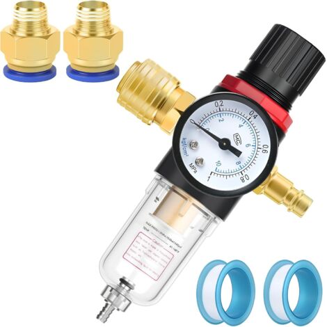 1 Régulateur de pression, Filtre à air, Séparateur eau-huile, G1/4, 40 µm, pour compresseur et outils pneumatiques (1/5)