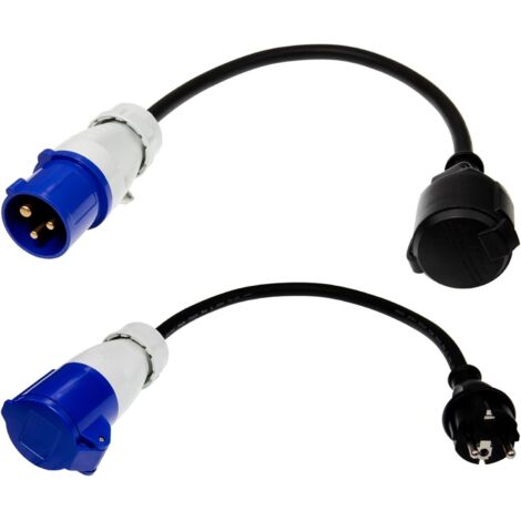 2X Adaptateur CEE, Connecteur Type F, 230V 16A, Câble H07RN-F, IP44, Camping Car (1/5)