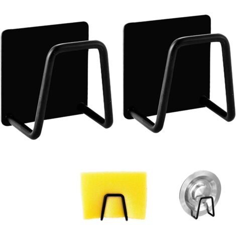 Lot de 2 Porte-éponge Acier Inoxydable, Design U, Adhésif Sans Perçage, Pour Cuisine et Salle de Bain (1/5)