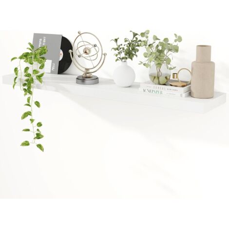 1 Étagère murale, Support invisible, Bois rustique, 120 cm, Profondeur 23,5 cm, Salon, Cuisine, Bureau (1/5)