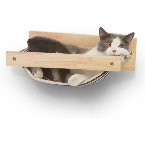 1 Hamac pour Chat,Mural,Bois d'hévéa,Tissu lavable,Jusqu'à 13,6 kg,Intérieur (1/5)
