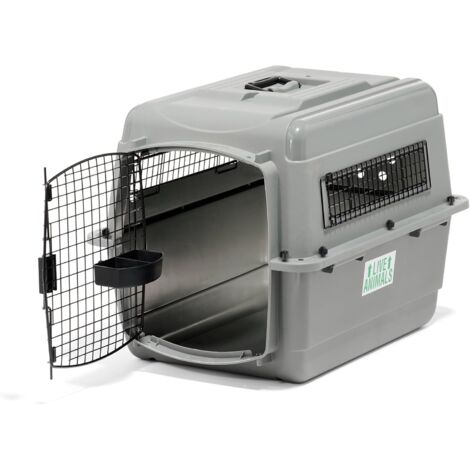 1 Caisse de transport, résine robuste, grille soudée, serrure 4 points, normes IATA, pour chien chat avion