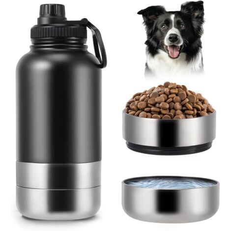 1 Gourde Chien, Acier Inoxydable 304, Bouteille Isotherme 1000 ML, Gamelle Détachable, Randonnée Voyage (1/5)