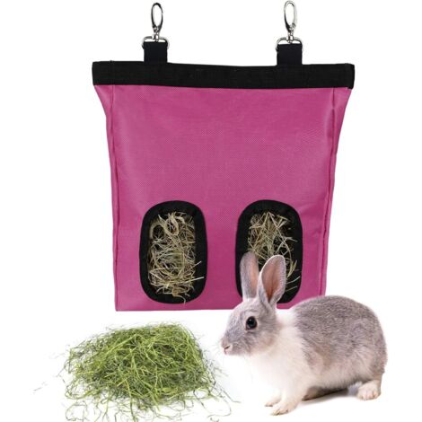 1 Sac Distributeur de Foin, Tissu Oxford 600D, 2 Fenêtres, Velcro, pour Lapin Cochon d'Inde Hamster (1/5)