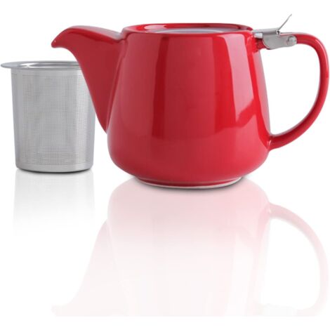 1 Théière, Porcelaine, 1200 ml, Infuseur amovible, Acier inoxydable, Couvercle, Pour 4 à 6 tasses