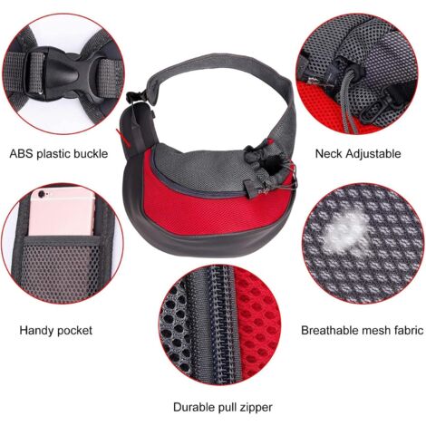 1 Sac de Transport pour Chien et Chat, Bandoulière Réglable, Tissu Oxford et Maille Respirante, Pochette Zippée, pour Voyage et Extérieur (1/5)
