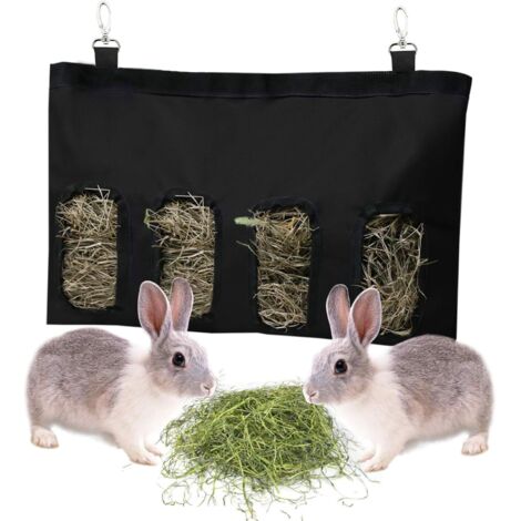 1 Sac à foin, Tissu Oxford 600D, 4 fenêtres, Crochets inclus, Pour lapin cochon d'Inde hamster (1/5)