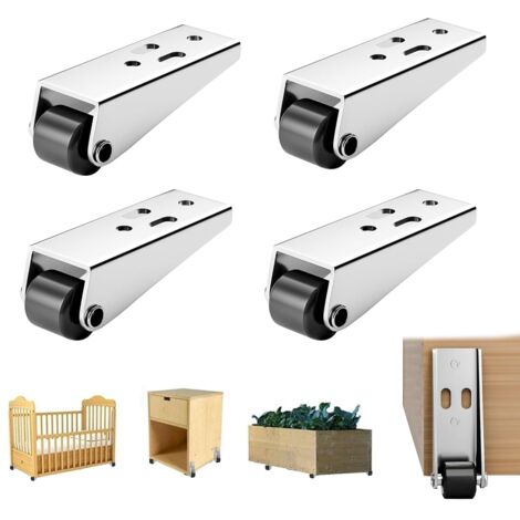 4 Roues universelles pour meubles, Nylon, Acier galvanisé, Vis incluses, Cuisine Salon